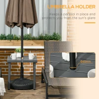 Outsunny Garden Side Table, 51x51cm Square Patio Coffee Table with Umbrella Hole, End Table with Steel Frame for Balcony, Grey(m-4)