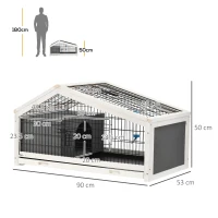 Pawhut Casuta pentru iepuri cu sticla de apa, Cusca cu 2 usi pentru porcusori de Guineea, Spatiu de alergat cu tava glisanta pentru iepurasi, Casuta mica pentru animale pentru interior, gri inchis(m-3)