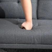 HOMCOM Canapea extensibilă cu 3 locuri, 2 cotiere detașabile și covoraș antiderapant, imitație in și lemn de plop, 181x77x78cm, gri închis(m-9)