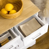 HOMCOM Dulap tip bufet, Dulap modern de bucatarie cu 3 sertare, 3 dulapuri cu usi, raft reglabil pentru zona de servit masa și camera de zi, alb(m-7)