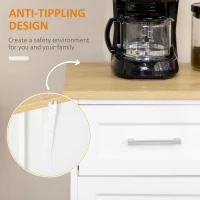 HOMCOM Dulap tip bufet, Dulap modern de bucatarie cu 3 sertare, 3 dulapuri cu usi, raft reglabil pentru zona de servit masa și camera de zi, alb(m-6)