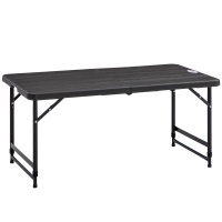 Outsunny Masă Pliabilă pentru Grădină, Înălțime Reglabilă, Capacitate 4 Persoane, Masă Dreptunghiulară Portabilă pentru Camping și Terasă, 120x60cm