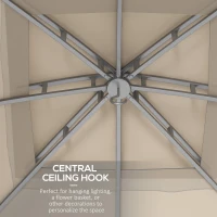 Outsunny Foisor pentru gradina 3m x 3 m, Adapost copertina foisor exterior cu acoperis dublu cu plasa & draperii, Cadru din otel galvanizat pentru gradina, gazon, curtea din spate si punte(m-6)