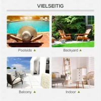 Outsunny 2 Seater Rattan Sun Lounger Set, Steel Frame-Black/Cream White(m-7)