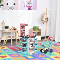 HOMCOM Supermercato Giocattolo per Bambini con 52 Accessori, Carrello della Spesa e Cassa(m-4)