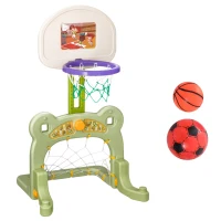 HomCom  Kit de Desporto 2 em 1 Futebol e Basquetebol Infantil  Crianças de a partir de 3 anos inclui 2 Bolas(m-1)