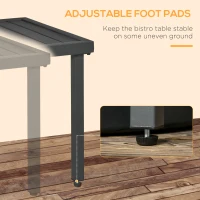 Outsunny Garden Side Table, 51x51cm Square Patio Coffee Table with Umbrella Hole, End Table with Steel Frame for Balcony, Grey(m-6)
