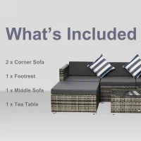 Outsunny Rattan Garden Sofa Set, 4-Seater Wicker Sectional for Garden, Grey(m-7)