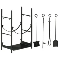 Outsunny Suport pentru Lemne de Interior si de Exterior pana la 70 kg de Lemne Accesorii Incluse(m-7)