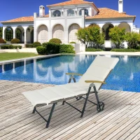 Outsunny Outdoor Rattan Wicker Sun Lounger Adjustable Backrest Foldable Chaise Lounge Relaxer Patio, Deck, Poolside(m-12)