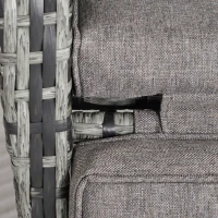 Outsunny 2 Seater Patio Wicker Chaise Lounge Sofa Set with Fabric Cushion, Grey(m-10)