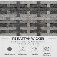 Outsunny 6PC Rattan Corner Sofa Set Wicker 4 Seater Garden Storage Coffee Table Conversation Ottoman Outdoor Weave Furniture w/ Cushion Grey(m-4)