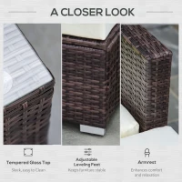 Outsunny Rattan Corner Sofa Set 4-Seater Outdoor Garden Sofa for Patio - Brown(m-6)