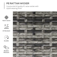 Outsunny 2 Seater Patio Wicker Chaise Lounge Sofa Set with Fabric Cushion, Grey(m-4)