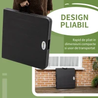 Outsunny Masa pliabila pentru gradina pentru 4 persoane, Masa dreptunghiulara de exterior cu inaltime reglabila, cu blat de masa din HDPE si cadru de otel, gri inchis(m-6)