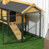 PawHut Cusca de Exterior pentru Iepuri, Cusca cu Tava Detasabila, Curte, Rampa, Casa pentru Animale Mici(m-8)