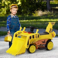 HOMCOM Trator elétrico para crianças de 3 anos com música e luzes Carro elétrico com bateria de pá maciça 6V Carga 30kg(m-2)