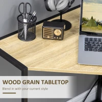 HOMCOM Birou de colt , Birou de scris la calculator cu cadru de metal pentru spatii mici, lucru de acasa, Natural(m-5)