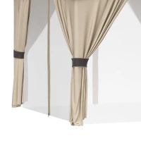 Outsunny Foisor pentru gradina 3m x 3 m, Adapost copertina foisor exterior cu acoperis dublu cu plasa & draperii, Cadru din otel galvanizat pentru gradina, gazon, curtea din spate si punte(m-9)