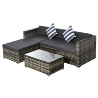 Outsunny Rattan Garden Sofa Set, 4-Seater Wicker Sectional for Garden, Grey