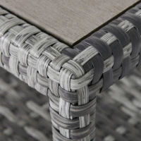 Outsunny 2 Seater Patio Wicker Chaise Lounge Sofa Set with Fabric Cushion, Grey(m-11)