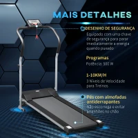HOMCOM Passadeira Elétrica Dobrável Passadeira com Velocidade 1-10km/h Ecrã LCD Parada de Emergência e Carga Máxima 110kg para Casa Escritório Ginásio 122x62,5x119cm Prata e Preto(m-9)