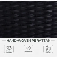 Outsunny 2 Seater Rattan Sun Lounger Set, Steel Frame-Black/Cream White(m-4)