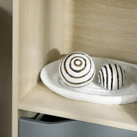 HOMCOM Biblioteca moderna din PAL si MDF cu 2 sertare si 4 rafturi deschise pentru sufragerie, birou si dormitor, 70,2x35x130 cm, culoare lemn si gri(m-9)