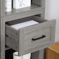 Kleankin Dulap de depozitare pentru baie Linen Tower cu sertar si raft pe 5 niveluri, gri(m-8)