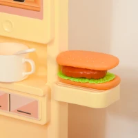 HOMCOM Kinderküche Spielzeugküche mit Zubehör Spielküche Küchenspielzeug mit Nebelbildung Wasserspray Lichter Musikfunktionen Spielzeugset für 3–6 Jahre PP-Kunststoff Rosa+Beige 60 x 27 x 84 cm(m-10)