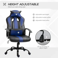 Vinsetto Scaune de birou ergonomice Inaltime Reglabila cu Perna, Negru si Albastru 66x64x116-126 cm(m-4)