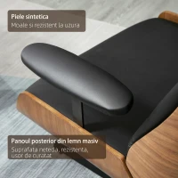 HOMCOM Scaun de birou din piele PU rotativ, simplu, modern, cu spatar inalt, scaun de computer, scaun de birou pivotant pentru casa si birou, negru(m-7)