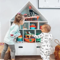 Homcom Etajera Copii – Organizator cu Compartimente Alb(m-2)