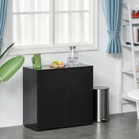 HOMCOM High Gloss Frame Sideboard, Side Cabinet, Push-Open Design with 2 Drawer for Living Room, Bedroom, Black(m-13)
