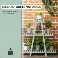 Outsunny Portapiante a 3 Livelli in Legno di Abete per Interni ed Esterni, 76x26x76 cm, Verde Chiaro(m-4)