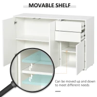 HOMCOM Kitchen Sideboard Storage Cabinet, Modern Coffee Bar with Push-Open Design and 2 Drawers for Living Room Bedroom, White(m-5)