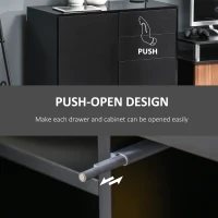 HOMCOM High Gloss Frame Sideboard, Side Cabinet, Push-Open Design with 2 Drawer for Living Room, Bedroom, Black(m-9)