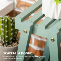 Outsunny Portapiante a 3 Livelli in Legno di Abete per Interni ed Esterni, 76x26x76 cm, Verde Chiaro(m-6)