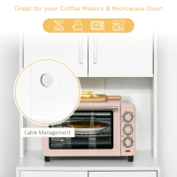 HOMCOM Modern Kitchen Cupboard with Storage Cabinet Hutch ,2 Cabinets, 3 Drawers and Open Countertop, White(m-6)