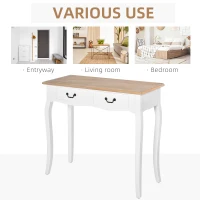 HOMCOM Console Table with 2 Convenient Storage Drawers, Tabletop for Display, and Vintage Design, White(m-5)