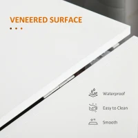 HOMCOM Folding Dining Table Writing Desk Workstation w/ Casters Teak Colour, White(m-5)