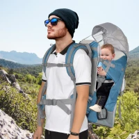 HOMCOM Child Carrier Baby Backpack Carrier for Hiking with Ergonomic Hip Seat Detachable Backpack and Canopy Adjustable Straps for Toddlers Age 6 to 36 Months(m-2)