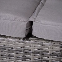 Outsunny Conjunto de sofá de vime de 3 peças com chaise longue e mesa de centro Encosto ajustável em altura amplo espaço de armazenamento cinza(m-9)