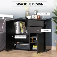 HOMCOM High Gloss Frame Sideboard, Side Cabinet, Push-Open Design with 2 Drawer for Living Room, Bedroom, Black(m-7)