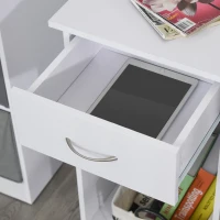 HOMCOM L-Shaped Corner Computer Desk w/ 2 Shelves Wide Worktop Keyboard Tray Drawer & CPU Stand Home Office Study Bedroom Furniture White(m-10)