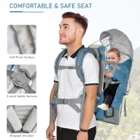 HOMCOM Child Carrier Baby Backpack Carrier for Hiking with Ergonomic Hip Seat Detachable Backpack and Canopy Adjustable Straps for Toddlers Age 6 to 36 Months(m-4)