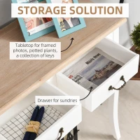 HOMCOM Console Table with 2 Convenient Storage Drawers, Tabletop for Display, and Vintage Design, White(m-4)