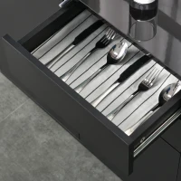 HOMCOM High Gloss Frame Sideboard, Side Cabinet, Push-Open Design with 2 Drawer for Living Room, Bedroom, Black(m-11)