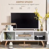 HOMCOM Mobile TV max 65" in Truciolato e MDF Bianco con 2 Credenze Laterali 2 Ripiani Centrali, 150x39x50 cm(m-5)