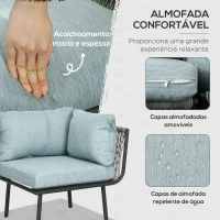 Outsunny Conjunto de Móveis de Vime 4 Peças com 2 Sofás de 2 Lugares Sofá de Canto Mesa de Centro com 6 Almofadas Cinza(m-5)